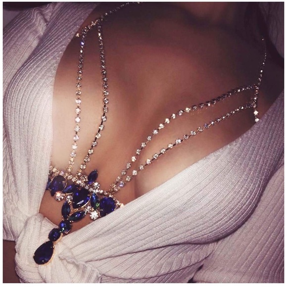 Jewelry - NEW! Dainty Layered Sapphire & Crystal Body Chain